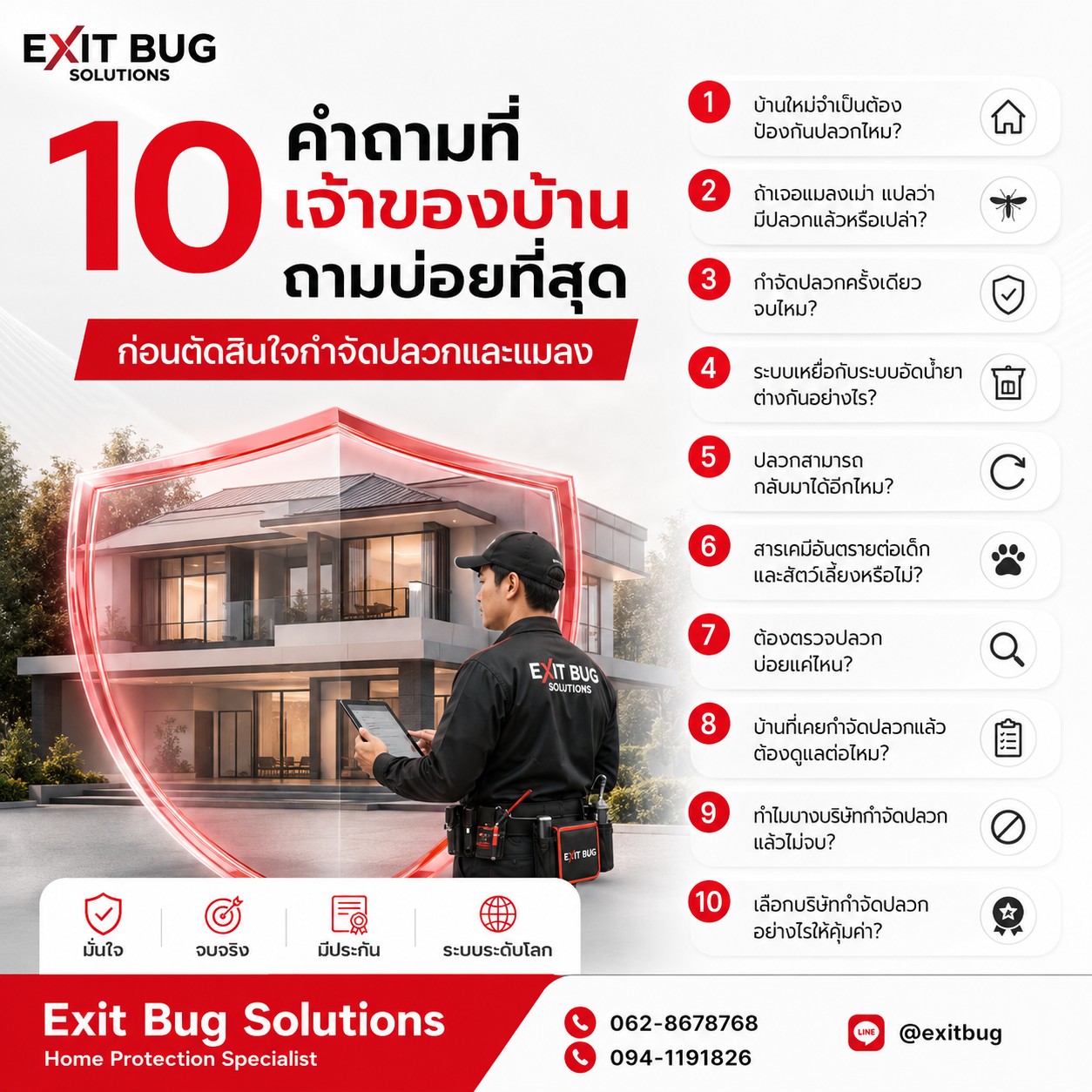10 คำถามที่เจ้าของบ้านถามบ่อยที่สุดก่อนตัดสินใจกำจัดปลวกและแมลง